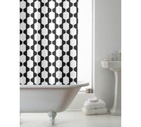 Country Club Shower Curtain Retro Mono Design with Rings | TJ Hughes