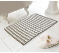 Country Club Chenille Loop Striped Bath Mat Non Slip Absorbent Natural 46X76Cm