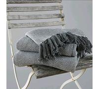 COUNTRY CLUB Como Herringbone Fringed Soft Touch Cotton Throw 170 X 200cm (Grey)