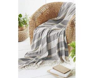 COUNTRY CLUB Diamond Throw Over Blanket Bed/Sofa Accessory Grey 200x240cm