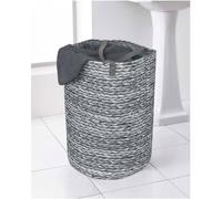 Country Club Folding Laundry Bag With Leather Effect Handles - Grey Grey One Size