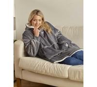 COUNTRY CLUB Heated Eskimo Sherpa Hoodie Blanket/Throw Grey Oversized, one size fits most
