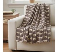 Country Club Highland Cow Blanket/Throw For Sofa Chair Bed Mocha Brown 120x150cm