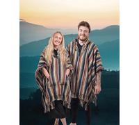 Country Club Hip Hoodie Striped Poncho Blanket/throw Multi One Size Fits Most.