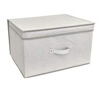 COUNTRY CLUB Home Foldable Linen Look Large Storage Chest Box, Natural