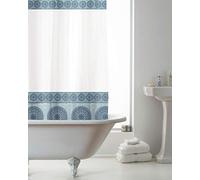 Country Club Mandala Geometry Design Peva Shower Curtain with Rings Hooks 180 x 180cm (Mandala Blue)
