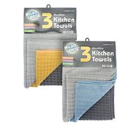 COUNTRY CLUB Pack of 3 Dobby Design Micro Brite Micro Fibre Kitchen Towels - Lightweight and Quick Drying - Kitchen Essential for Any Home