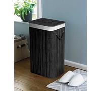 COUNTRY CLUB Rectangular Bamboo Laundry Hamper Basket Clothes Storage Organizer With Lid (Charcoal)