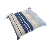 COUNTRY CLUB Seat Pad Chair Cushion Upholstered 100% Cotton Cover Tie On Square 38cm - Coastal Stripe