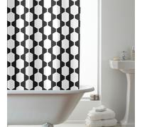 Country Club Shower Curtain Retro Mono Design with Rings | TJ Hughes