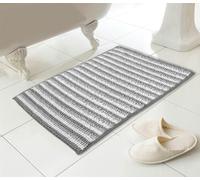 Country Club Striped Chenille Loop Grey Bath Mat - Grey