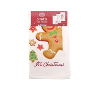 COUNTRY CLUB Xmas Designs Set of 3 Tea Towels, Festive treats gingerbread, Christmas Tea Towel 100% Cotton