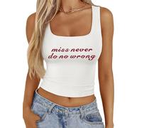 Country Concert Crop Tank Tops for Women Western Cowgirl Outfits Cami Cowboy Graphic Crop Top, White-miss, S