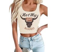 Country Concert Outfits Tops for Women/Cowgirl Shirt/Western Crop Tops/Nashville Music Shirts Tank Tops, Khaki-a, S