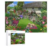 Country Cottage Garden Scene Detailed Jigsaw Puzzle for Adults, 500 PCS