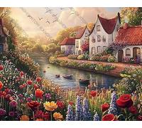 Country Cottage with A Boat in A River Funny Jigsaw Perfect for Brain Puzzle Lovers Vibrant Illustrations and Quality Piece Great Gift Idea Wooden Puzzles_300pcs