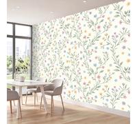 Country Cottagecore Wallpaper, 250 x 175 cm Wall Mural Watercolour Botanical Floral Foliage Branches Photo Wallpaper, Non-Woven Print Wall Paper for Living Room Bedroom Art Decor, Renter Friendly