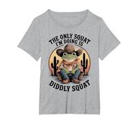 Country Cowboy Frog Rodeo Cowgirl Funny Western Diddly Squat T-Shirt, Women's Plus, Heather Grey, 5X