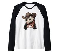 Country Cowboy Opossum Vintage Rodeo Possum Western Texax Raglan Baseball Tee