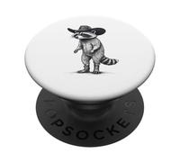 Country Cowboy Raccoon Rodeo Funny Western Texas Animal PopSockets Adhesive PopGrip