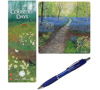 Country Days Jo Grundy 2026 Slim Calendar with Jo Grundy Card Collection - Woodland Blue