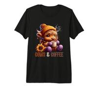 Country Farm Animal Coffee Lover British Highland Cattle Cow Premium T-Shirt