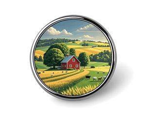 Country Farm Lapel Pin Badge Round Metal Button Pin Personalized Novelty Pinback Button Badges Funny Recognition Enamel Pins Novelty Cute Cartoon Brooch Pin for Jacket Bag Coat