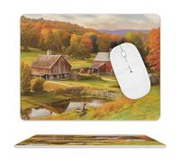 Country Farm Mouse Pad, 10 X 8 Inch PU Leather Mousepad with Smooth Surface, Square Waterproof Mouse Mat Non-Slip Ultra Thin Desk Pad for Gaming, Office & Home