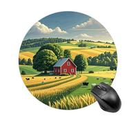 Country Farm Mouse Pad Round Laptop Mouse Mat Cute Computer Mousepad Keyboard Pad Non-Slip Desk Pads for Gaming Office Work Home