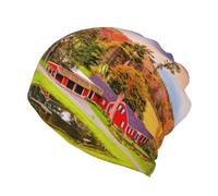 Country Farm Print Multifunction Beanie Hat Soft Stretch Cap,Head Wrap Fashion Scarf for Men Women, Motorcycling, Hiking,Yoga Black