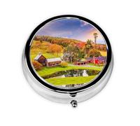 Country Farm Print Personalised Portable Pillbox with,Mini Pillbox Compact and Convenient Pill Organiser for Storing and Organising Pills
