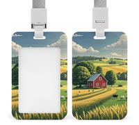 Country Farm Retractable ID Badge Holder with Lanyard - Vertical Badge Reel,Keychain Clip,Name Tag Id Card Holder Protector for Nurse Officer Teacher Security Staff Women Men