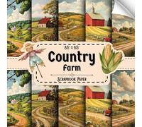 Country Farm Scrapbook Paper: 20 Double Sided Sheets, Rural Life Designs for Collage, Origami, Mixed Media, DIY Projects, & More