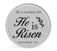 Country Farmhouse He is Not Here for He Has Risen Round Metal Tin Sign Christian Religious Rustic Metal Wreath Sign Wall Decor for Home Kitchen Living Room Wall Decoration 12x12 Inch