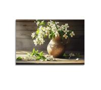Country Farmhouse Wall Art, Delicate White Flower Vase Still Life Artwork, Soft Rustic Aesthetic, Hanging Paintings Poster for Entryway, Dining Room And Living Room Decoration 12x18inch(30x45cm)