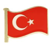 Country Flag Pin Badges - Size 20mm - Enamel Colours on Gold Finish - Butterfly Clasp - Choice of Countries. (Turkey Flag Pin Badge)