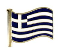 Country Flag Pin Badges - Size 20mm - Enamel Colours on Gold Finish - Butterfly Clasp - Choice of Countries. (Greece Flag Pin Badge)