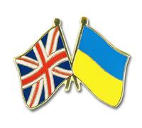 Country Flag Pin Badges - Size 20mm - Enamel Colours on Gold Finish - Butterfly Clasp - Choice of Countries. (UK & Ukraine Flag Pin Badge)