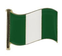 Country Flag Pin Badges - Size 20mm - Enamel Colours on Gold Finish - Butterfly Clasp - Choice of Countries. (Nigeria Flag Pin Badge)