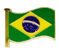 Country Flag Pin Badges - Size 20mm - Enamel Colours on Gold Finish - Butterfly Clasp - Choice of Countries. (Brazil Flag Pin Badge)