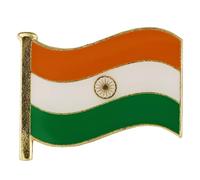 Country Flag Pin Badges - Size 20mm - Enamel Colours on Gold Finish - Butterfly Clasp - Choice of Countries. (India Flag Pin Badge)