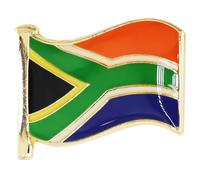 Country Flag Pin Badges - Size 20mm - Enamel Colours on Gold Finish - Butterfly Clasp - Choice of Countries. (South Africa Flag Pin Badge)