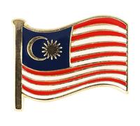 Country Flag Pin Badges - Size 20mm - Enamel Colours on Gold Finish - Butterfly Clasp - Choice of Countries. (Malaysia Flag Pin Badge)