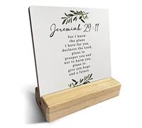 Country for I Know the Plans I Have for You Bible Verses Wooden Plaque Sign Desk Decor Rustic Motivational Jeremiah 29:11 Christian Desk Sign Decor for Home Office 4 x 4 Inches