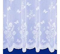 Country Garden Butterfly Floral Trailing Leaf Pattern Net Curtains In White - Sold By The Metre (Drop: 122cm (48"))