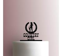 Country Girl - Acrylic Cake Topper 6 Inch Width/Black