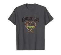 Country Girl at Heart Rustic Farm Cowgirl T-Shirt, Men, Dark Heather Grey, M