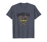 Country Girl at Heart Rustic Farm Cowgirl T-Shirt, Men, Heather Blue, S