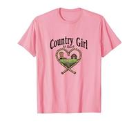 Country Girl at Heart Rustic Farm Cowgirl T-Shirt, Men, Pink, S