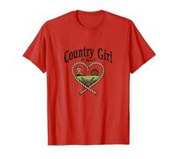 Country Girl at Heart Rustic Farm Cowgirl T-Shirt, Men, Red, XXL